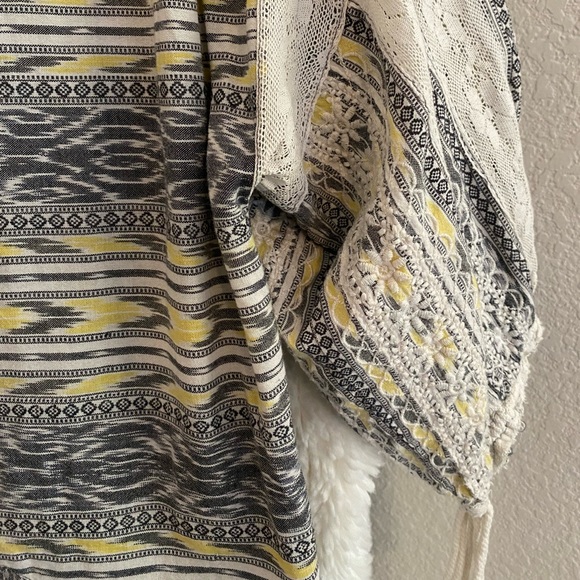 FREE PEOPLE Romantics Black White Yellow Ikat Tunic - Picture 3 of 8